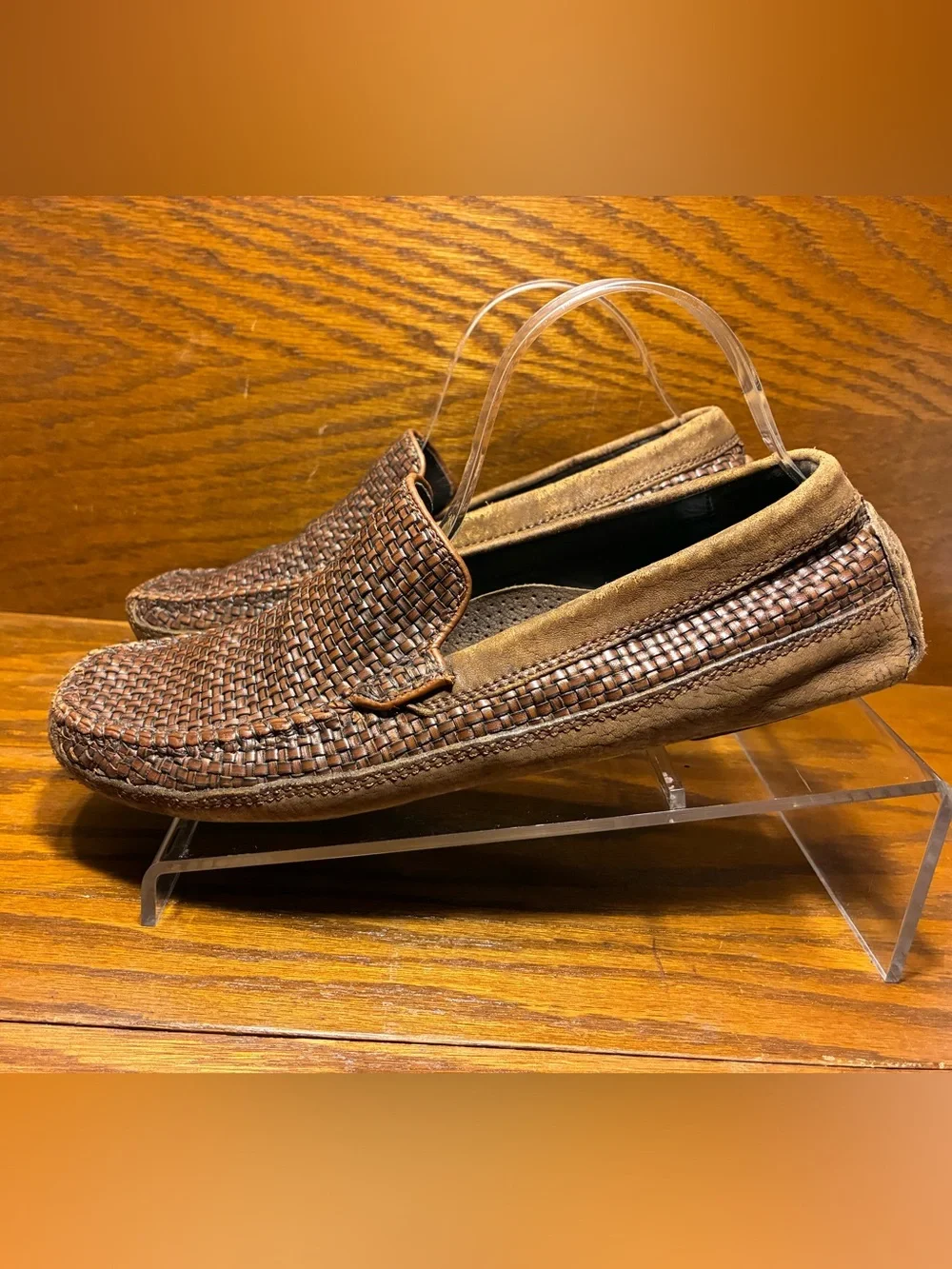 Y2K VTG Tommy Bahama Woven Leather Driver Loafers Brown Men’s Size 8